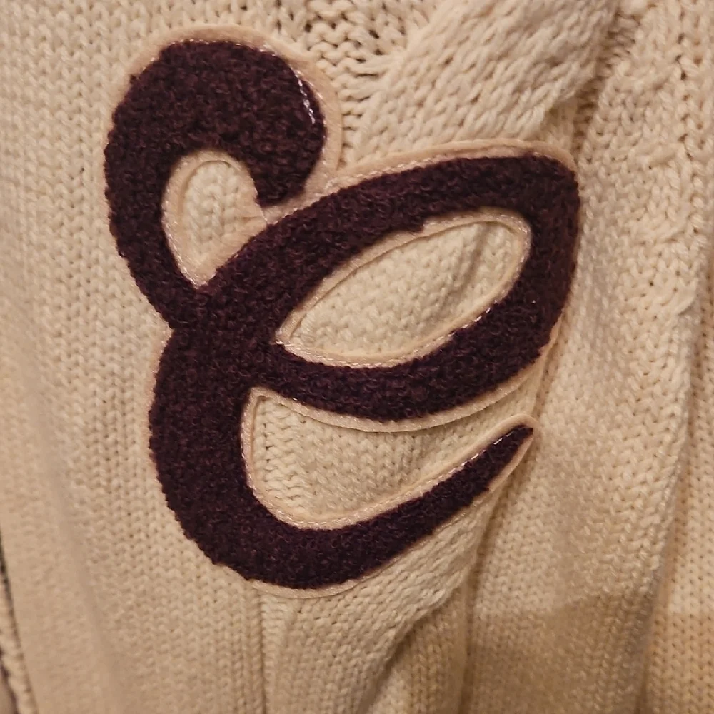 Forever 21 Cream Cardigan with Burgandy Applique and Trim - Picture 2 of 8